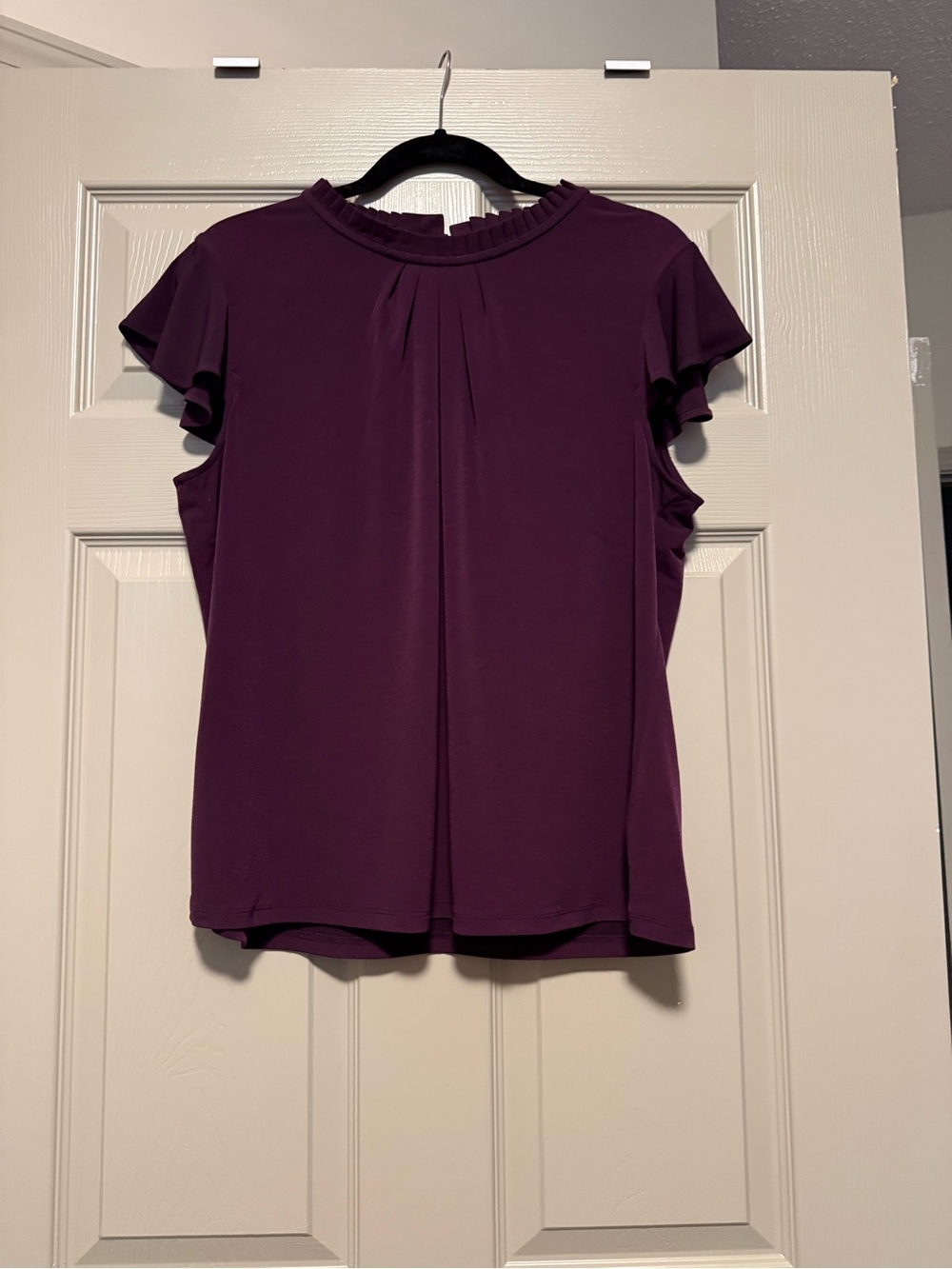 Calvin Klein Plum Ruffle Sleeve Blouse